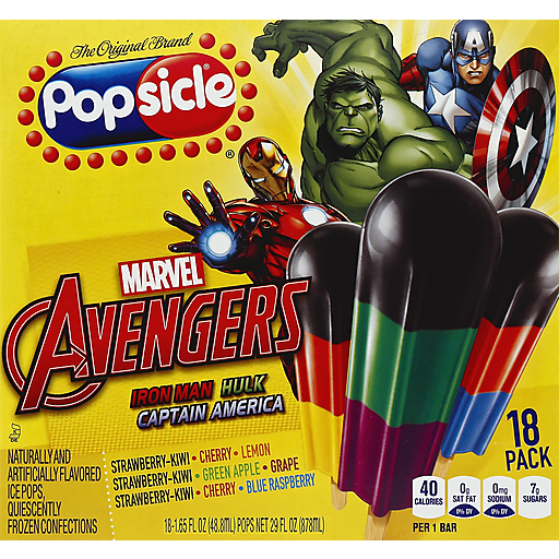 Popsicle Marvel Avengers Assemble Flavored Ice Pops 20 Ct Box