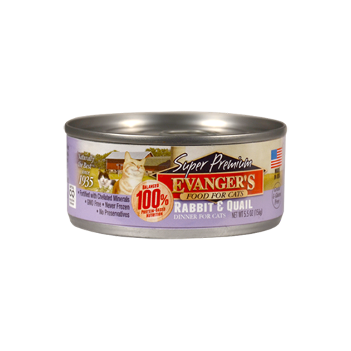 Evanger's Super Premium Wet Cat Food Rabbit & Quail -- 5.5 Oz