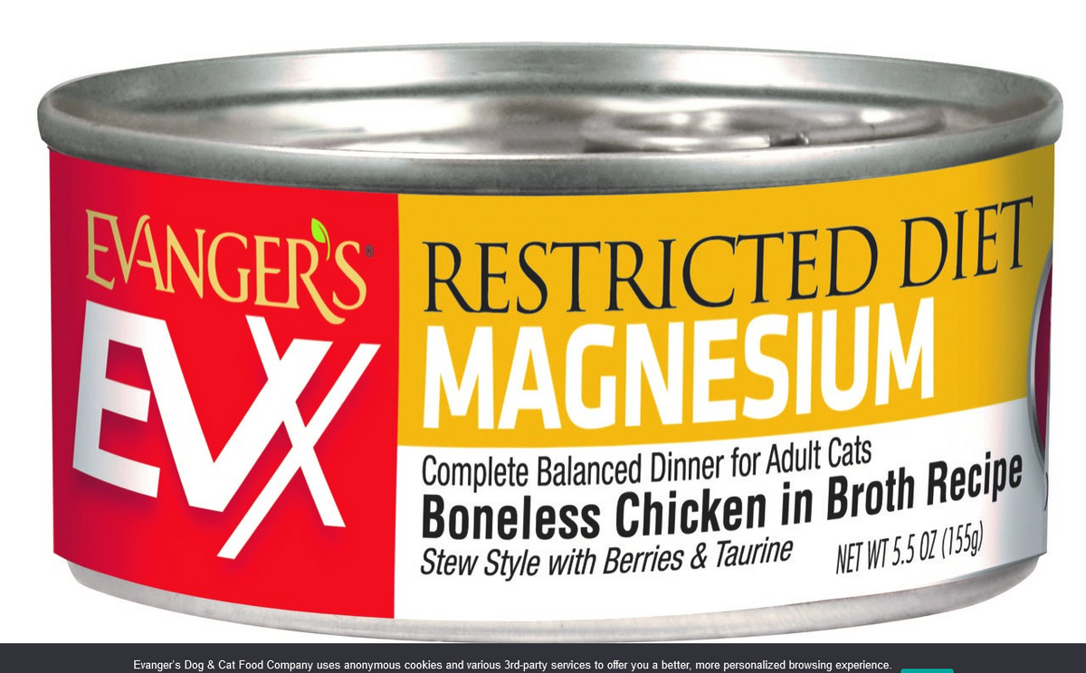 Evanger's EVX Restricted Diet Wet Cat Food Magnesium Chicken -- 5.5 Oz