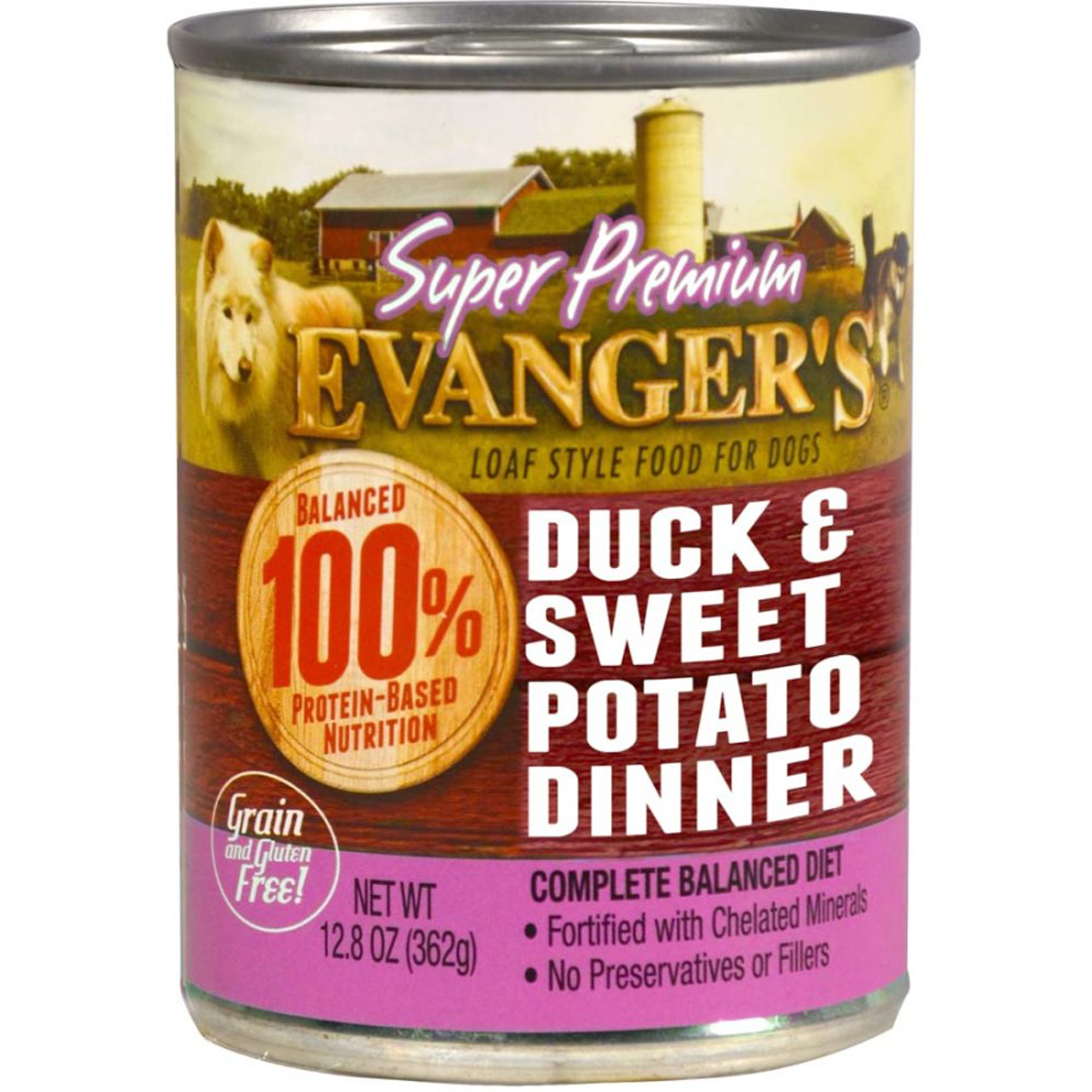 Evanger's Super Premium Duck & Sweet Potato Dinner Canned Dog Food, 12.8-oz