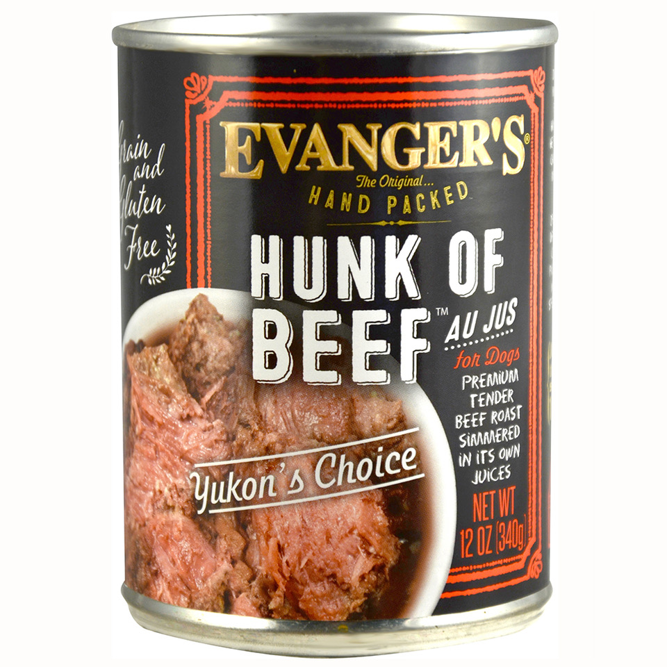 Evanger's Hand Packed Hunk Of Beef Canned Dog Food 12 Oz