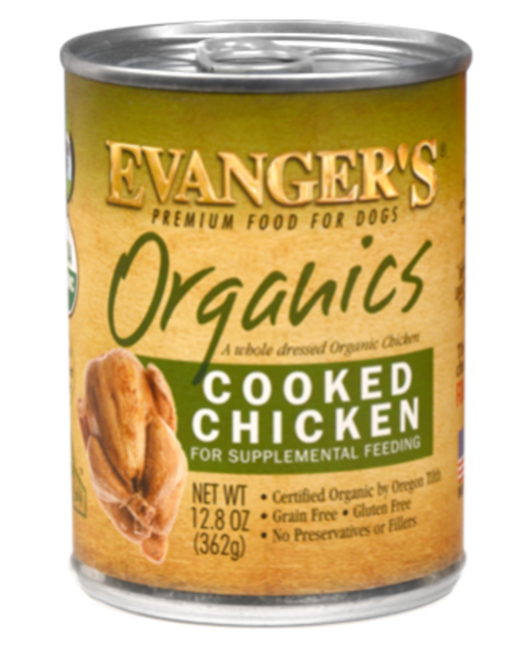 Evanger's Organics Cooked Chicken Canned Dog Food 12.8 Oz