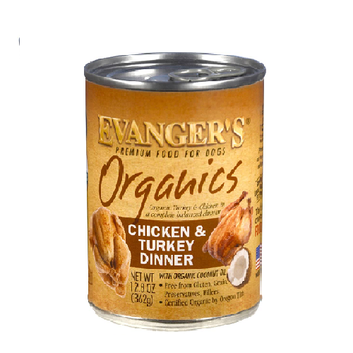 Evanger's Organics Chicken & Turkey Dinner Dog Food - 12.8 Oz
