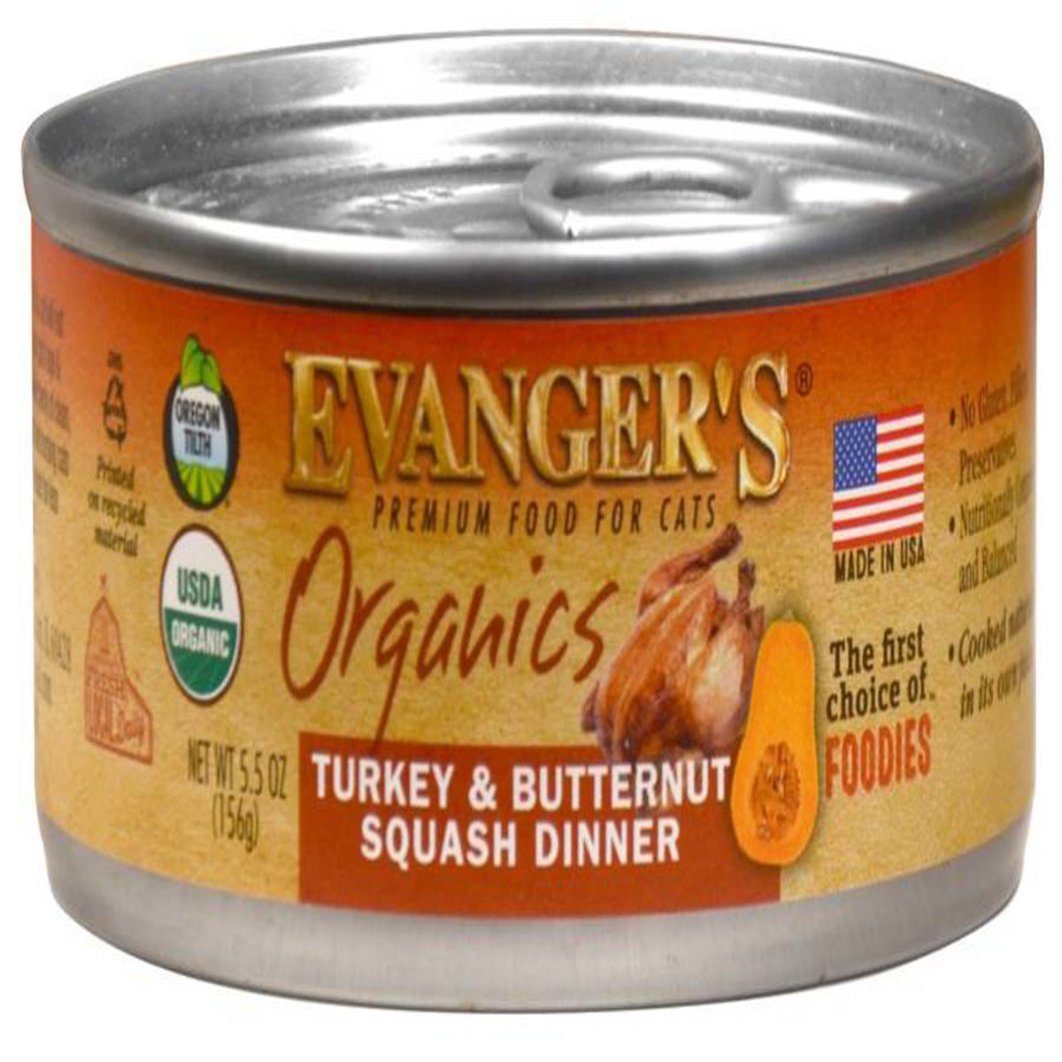 Evanger's Organics Wet Cat Food Turkey With Butternut S