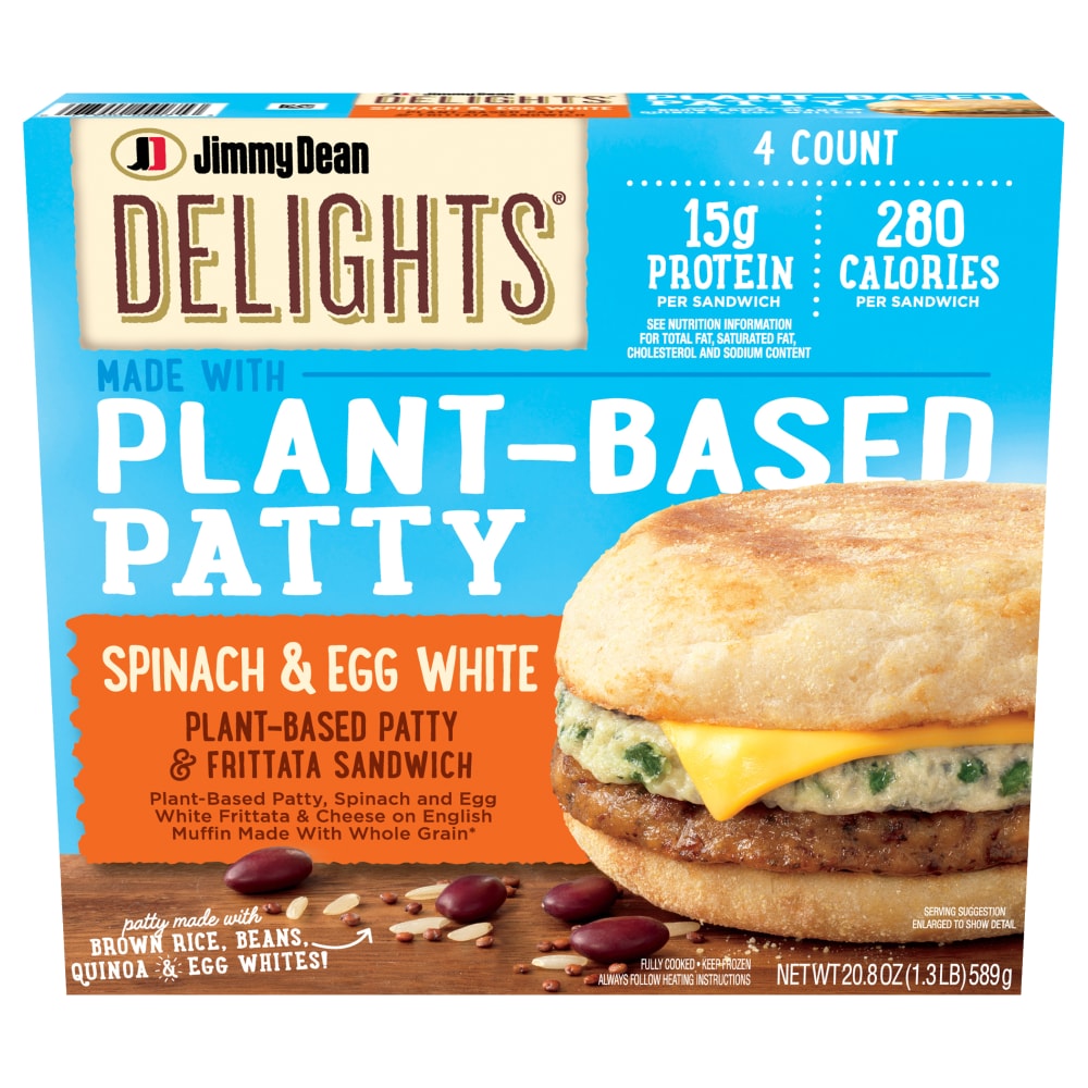 Jimmy Dean Delights Spinach & Egg White Plant Based Patty & Frittata Sandwich