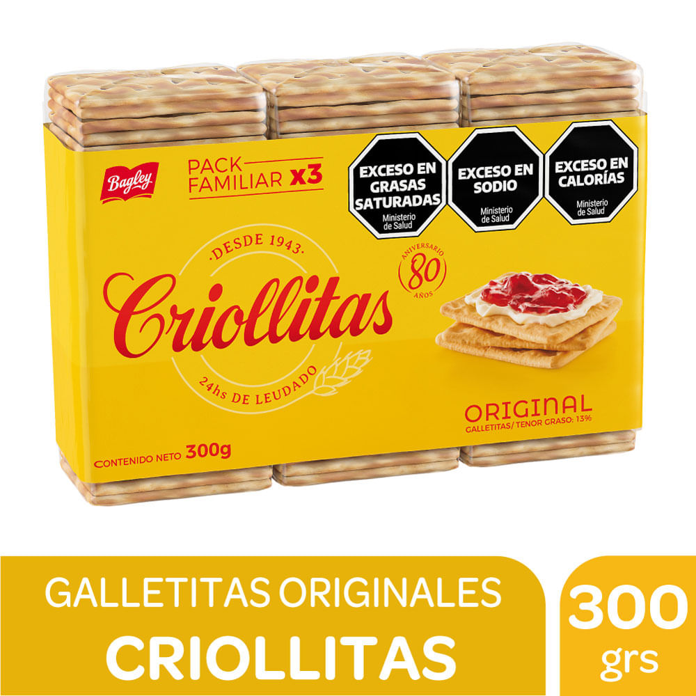 Bagley Galletitas Original Criollitas Pack 3 300 Gr