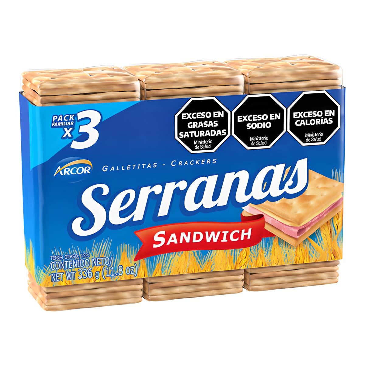 Arcor Galletitas Serranas Sandwich X3 X363gr
