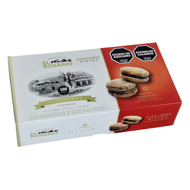 Estancia El Rosario Alfajores Cordobeses Mixtos Espolvoreados De Azúcar Con Relleno De Jalea De Frutas Y Dulce De Leche, 38 G / 1.34 Oz C/u (caja De 12 Alfajores)
