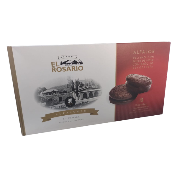 Estancia El Rosario Alfajores Relleno Con Dulce De Leche Con Baño De Repostería, 40 G (12 Alfajores)