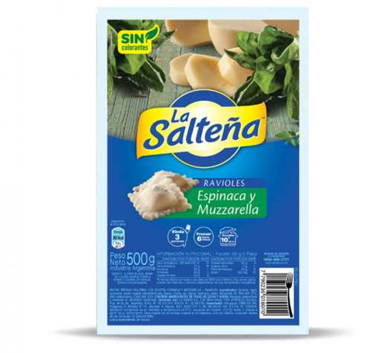 La Salteña Ravioles De Ricota, Espinacas Y Mozzarella X 500 Gr