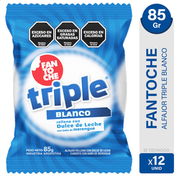 Fantoche Triple Blanco Alfajor Dulce De Leche Merengue