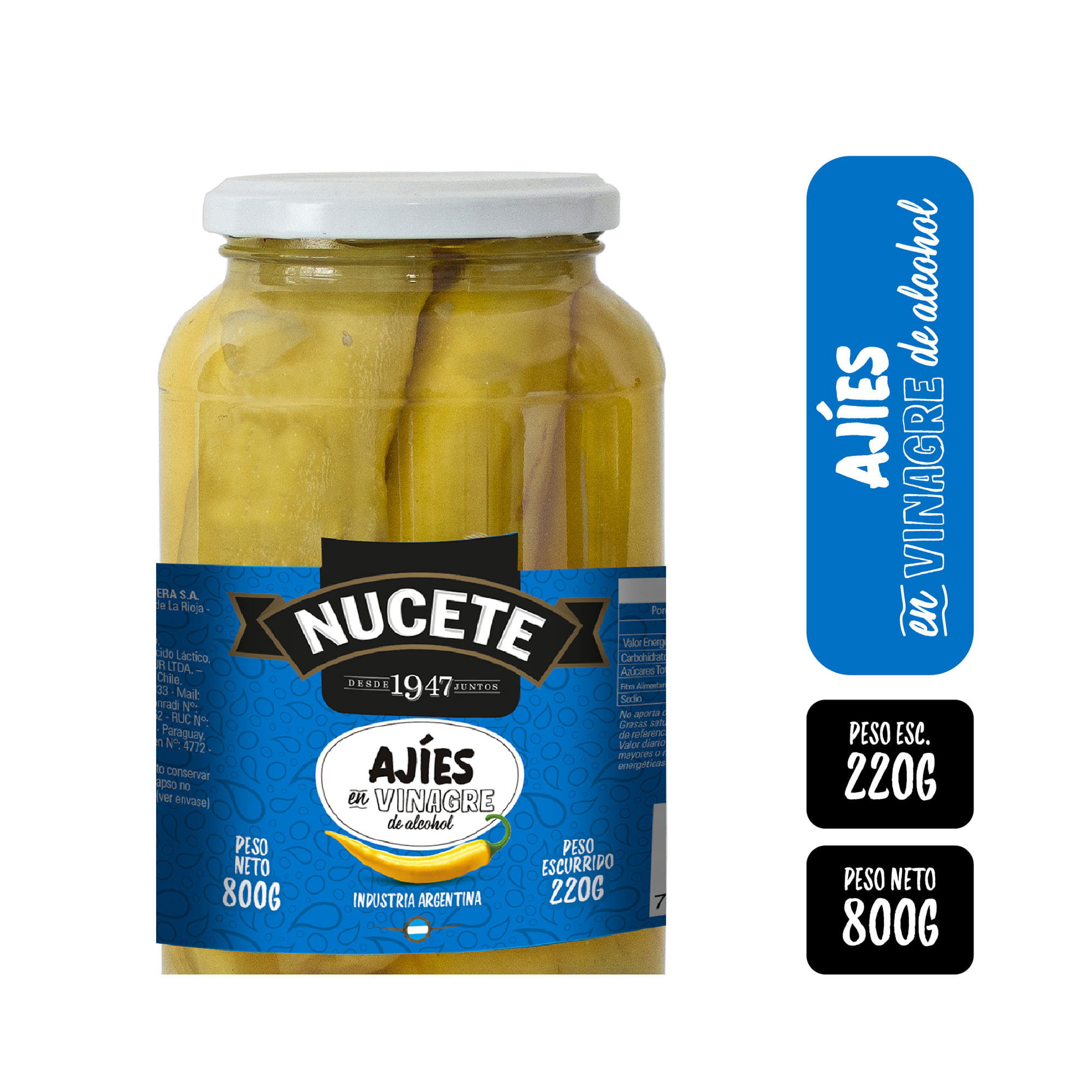 Nucete Pickled Peppers In Vinegar Ajíes En Vinagre, 800 G / 28.21 Oz