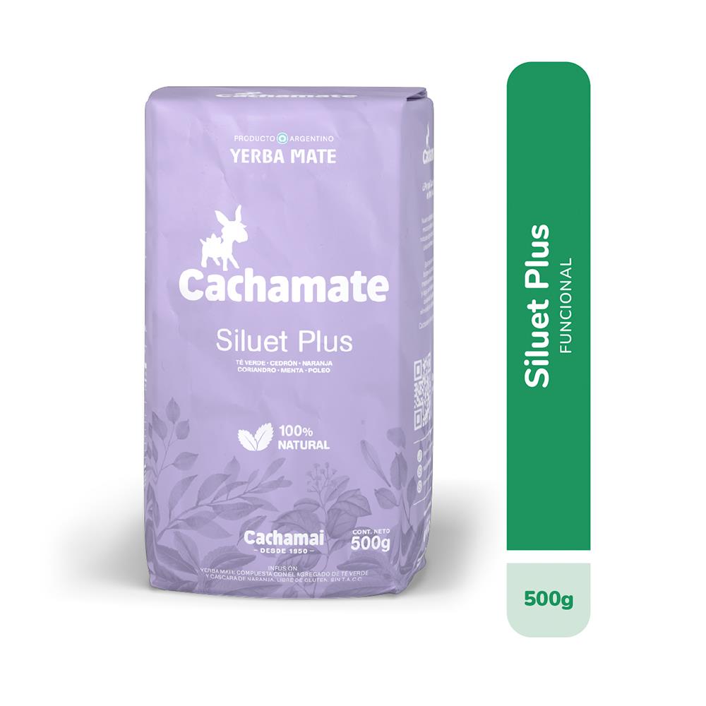 Cachamai Cachamate Yerba Mate Siluet Plus W/ Green Tea, 500 G / 1.1 Lb