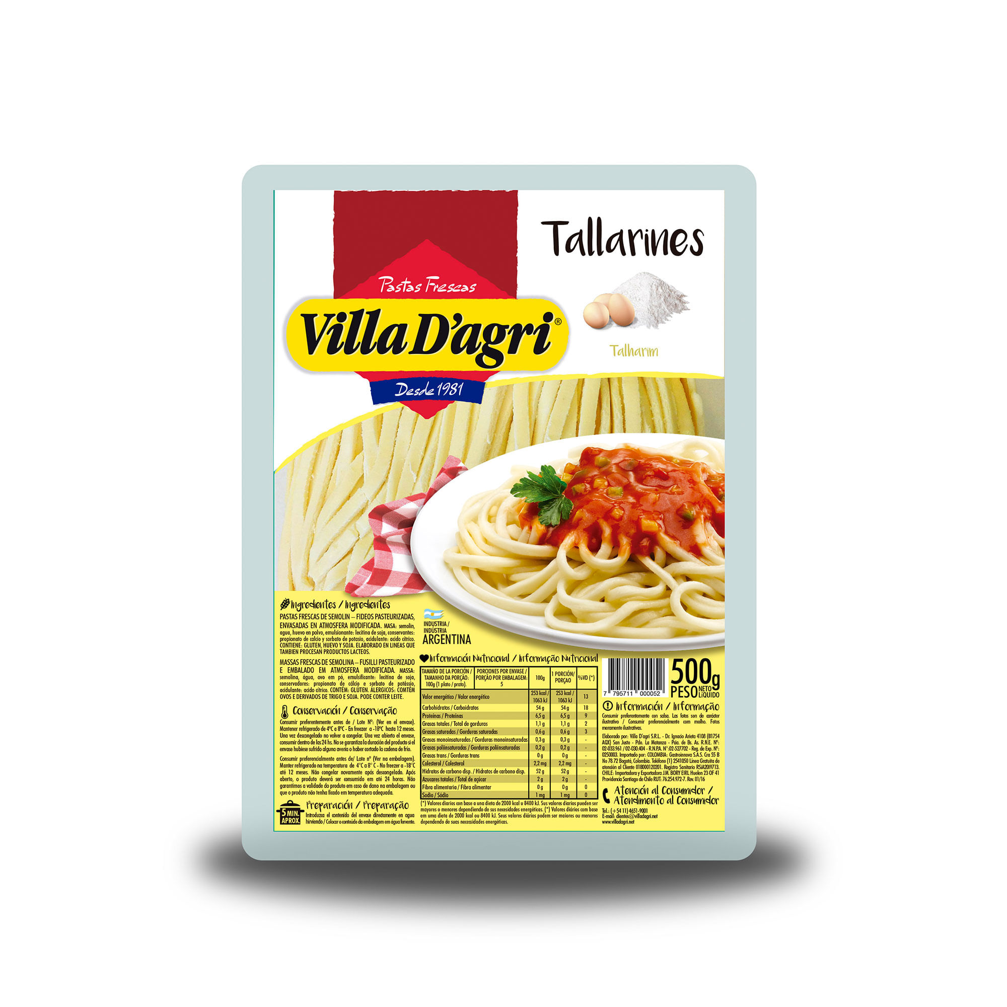 Villa D Agri Fideos Frescos Al Huevo 500 G