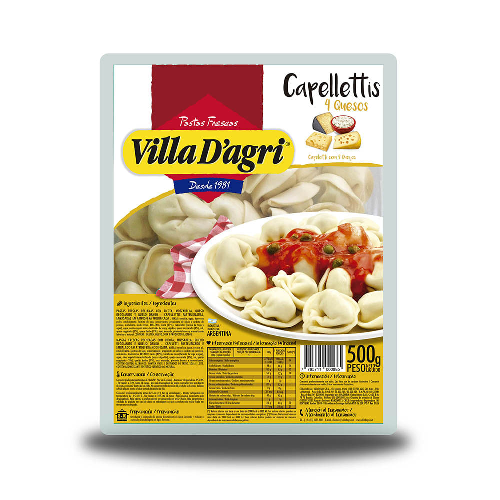 Villa D'agri Capelletis Cuatro Queso 500 G