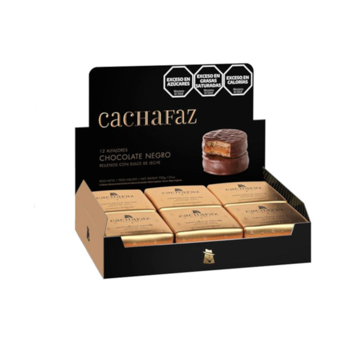 Cachafaz Alfajor Dark Chocolate With Dulce De Leche (box Of 12)