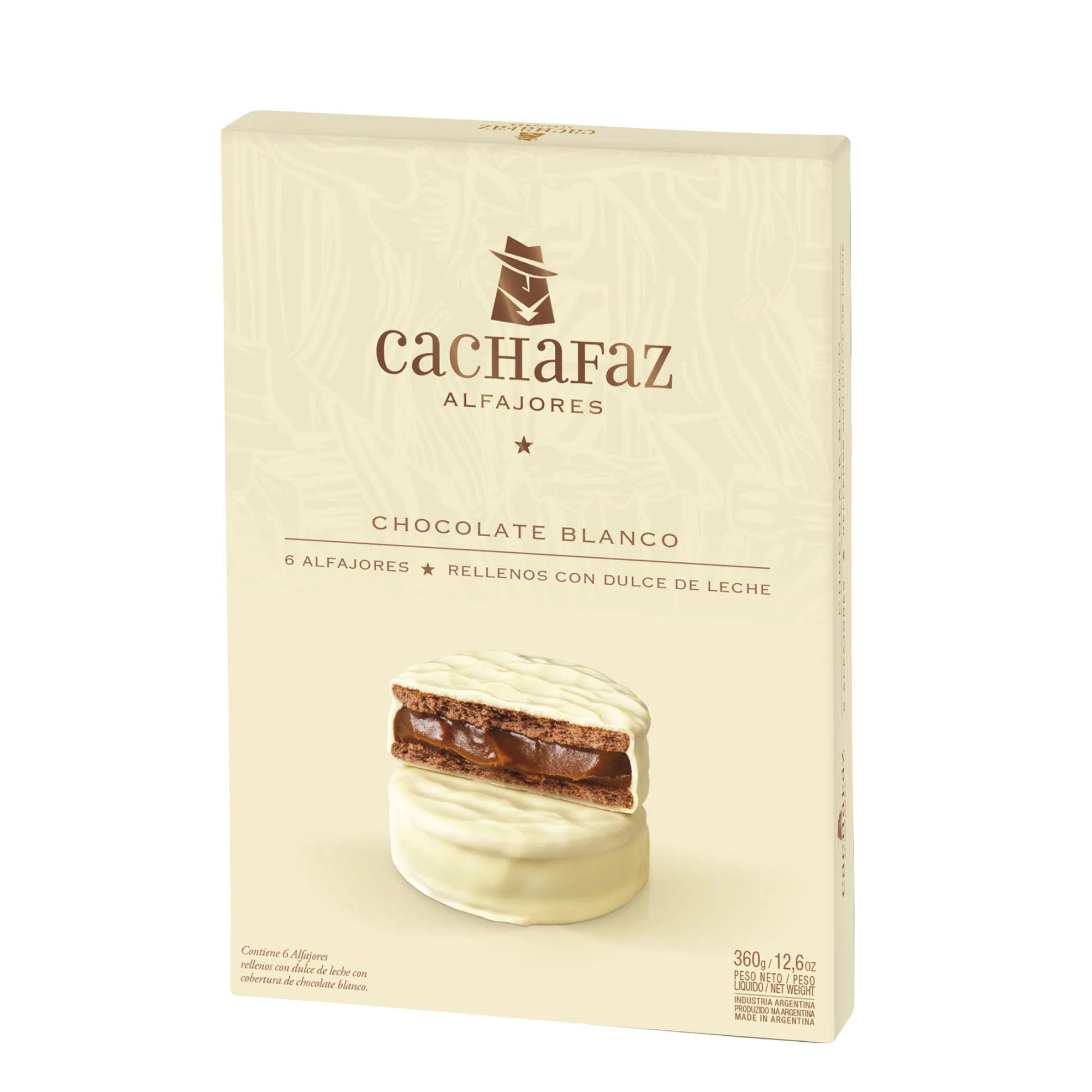Cachafaz Alfajor Chocolate Blanco 60g X6