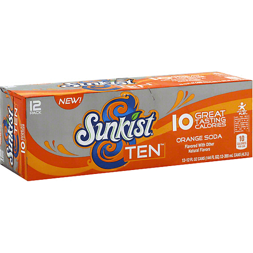 Sunkist TEN Orange Soda, 12 Fl Oz Cans