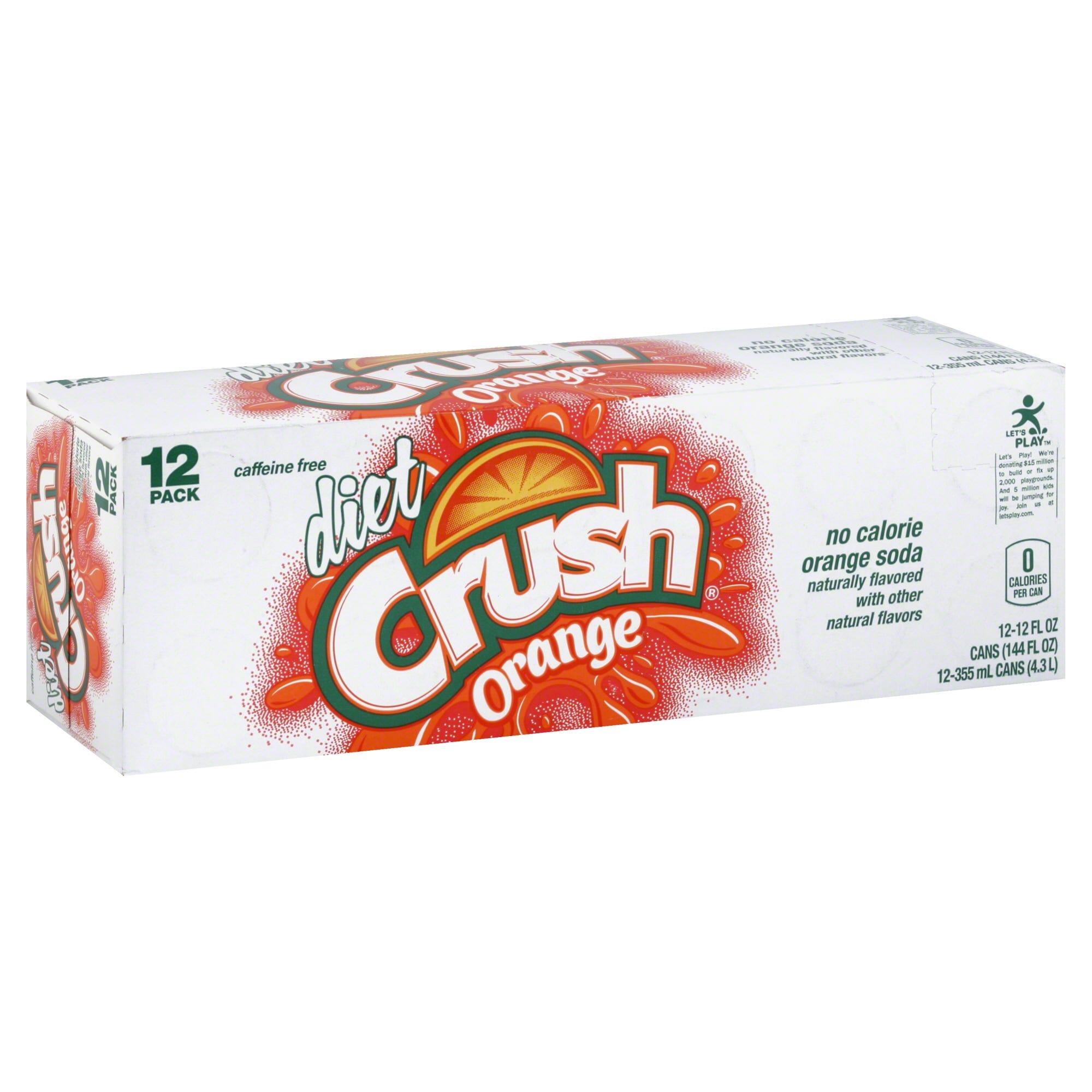 Crush Zero Sugar Orange Soda, 12 Fl Oz Cans