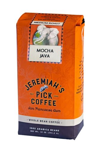 Jeremiah's Pick Coffee Mocha Java Whole Bean Coffee, 10 Ounce