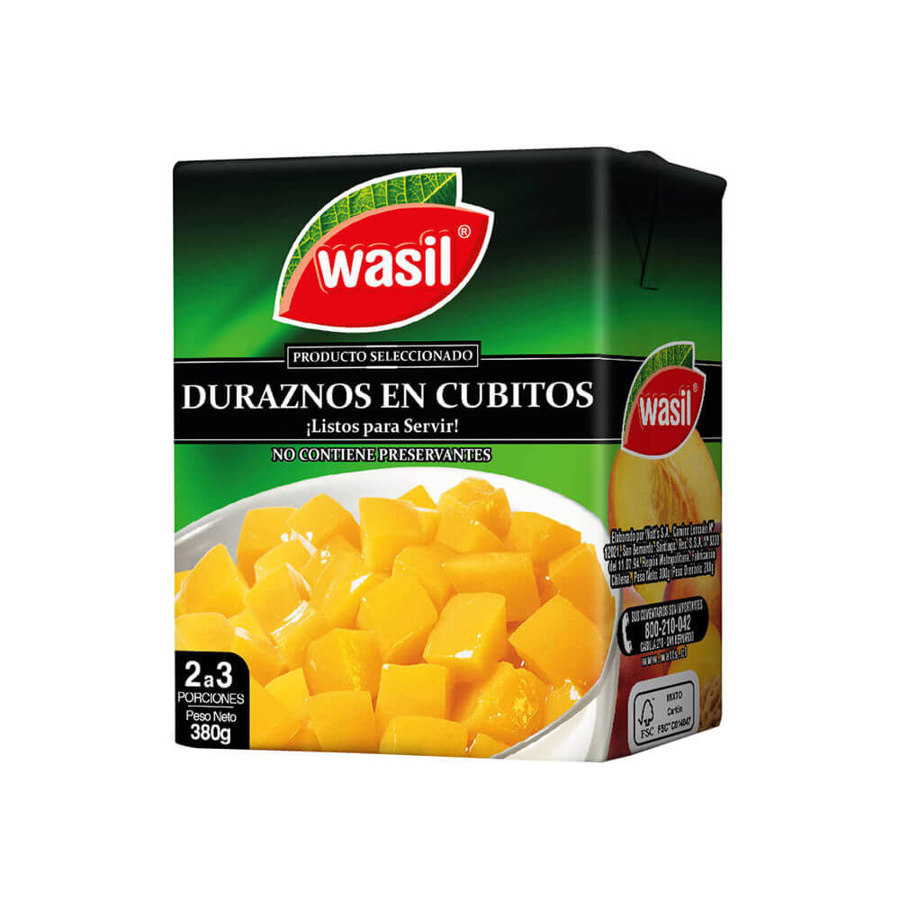 Wasil Duraznos En Cubitos 380 Gr