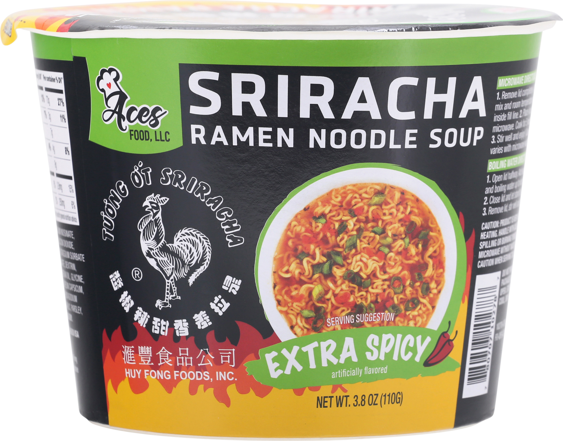 Aces Food LLC Extra Spicy Sriracha Ramen Noodle Soup 3.8 Oz