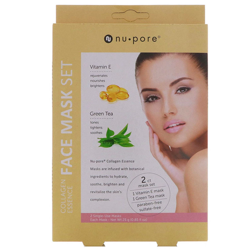 Nu Pore Collagen Essence Mask 2ct Vitamin E And Green Tea