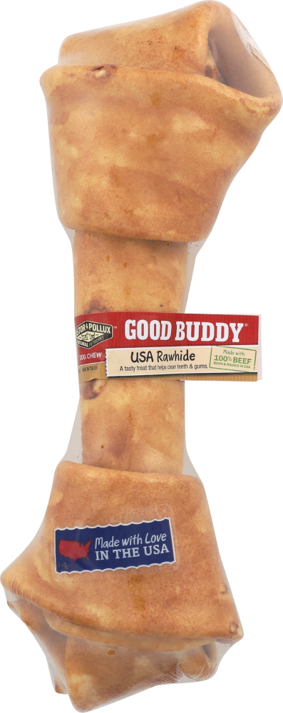 Good Buddy Castor & Pollux USA Rawhide Bone Dog Treat, 10-11"