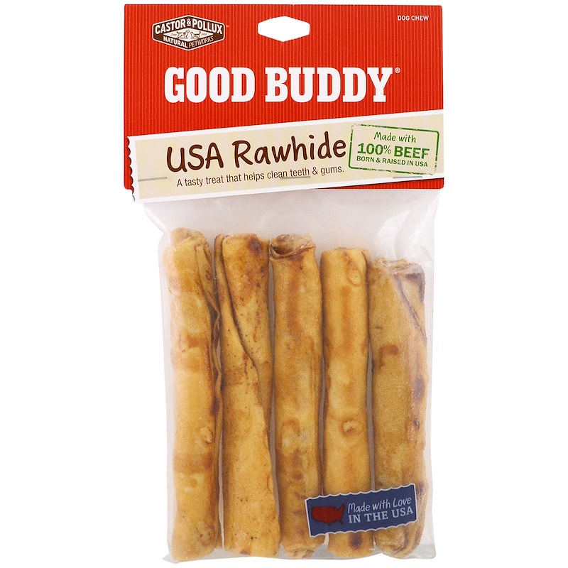 Good Buddy Castor & Pollux USA Rawhide Sticks Dog Treat, 5"