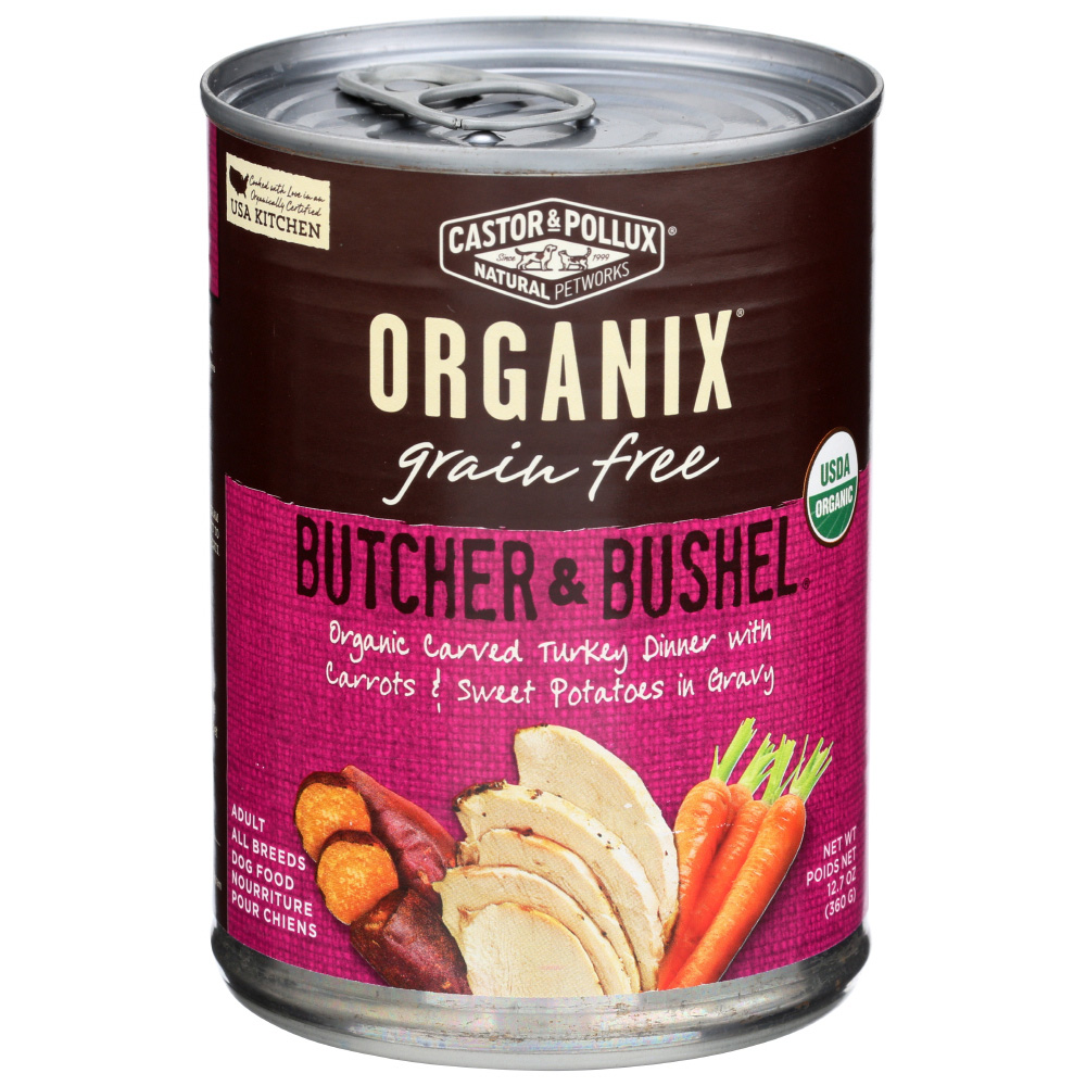 Organix Grain Free Butcher & Bushel Organic Carved Turkey Dinner With Carrots & Sweet Potatoes In Gravy Dog Food 12.7 Oz