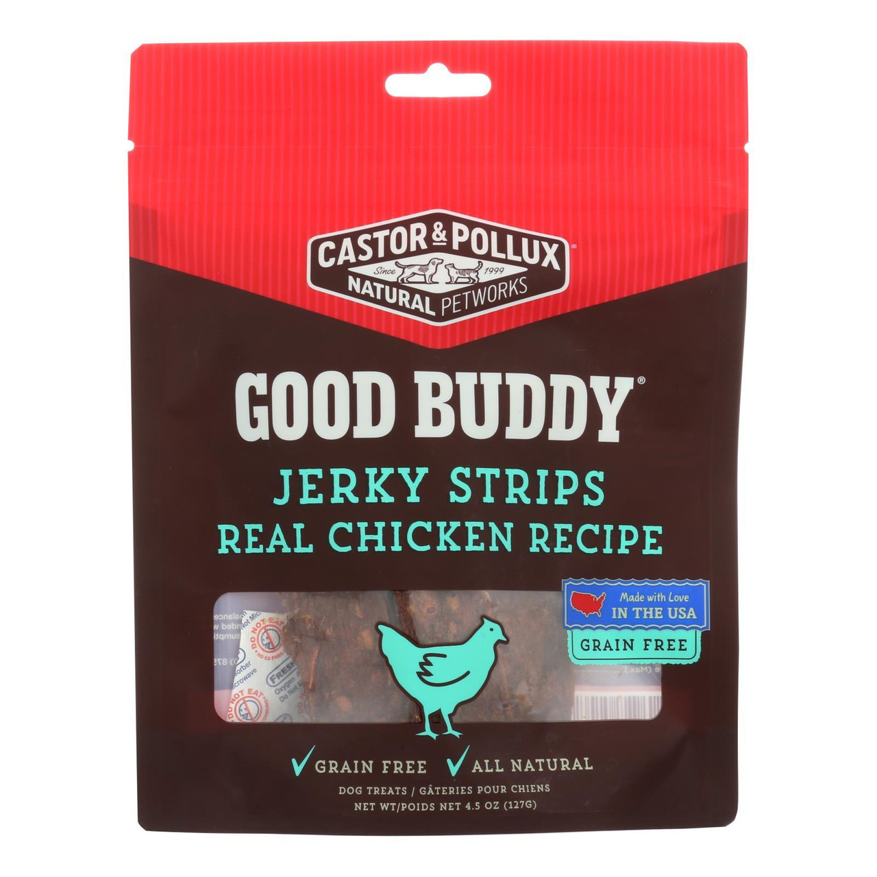 Good Buddy Castor & Pollux Jerky Strips Real Chicken Recipe Grain-Free Dog Treats