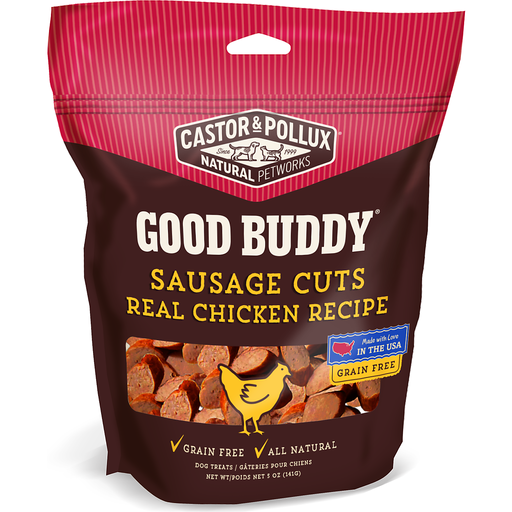 Good Buddy Castor & Pollux Dog Treats, Sausage Cuts, Real Chicken Recipe