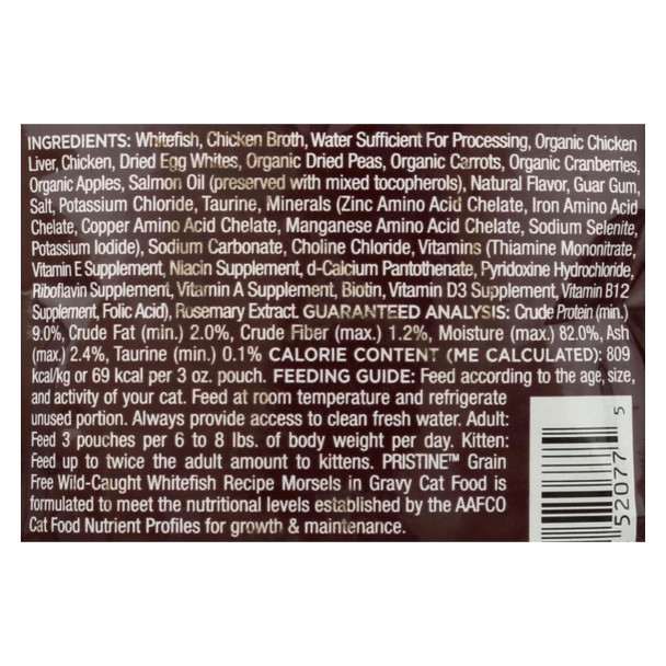 Pristine Castor And Pollux Cat - Wild Whitefish Morsel - Grain Free - Case Of 24 - 3 Oz