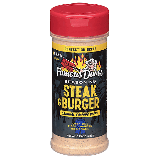 Famous Dave's Seasoning, Steak & Burger, Mild 8.25 Oz