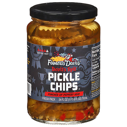 Famous Dave's Pickle Chips, Devil's Spit, Extra Hot, Fresh Pack 24 Fl Oz