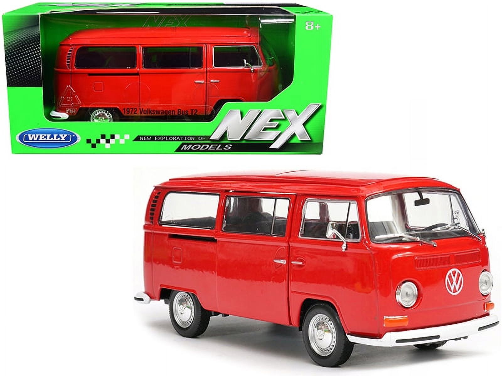Welly 22472r 1972 Volkswagen T2 Bus Van Red 1/24 Diecast Model
