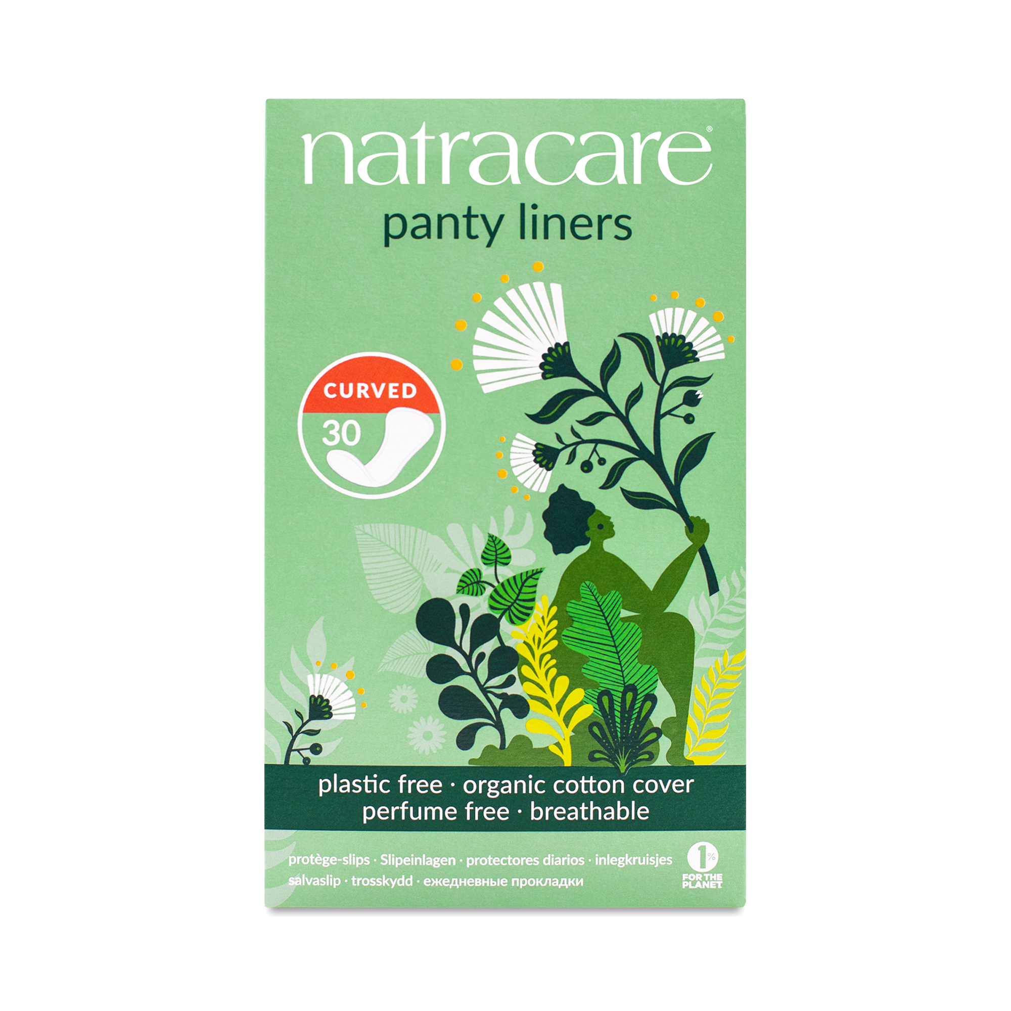 Natracare Organic Cotton Natural Panty Liners, Curved