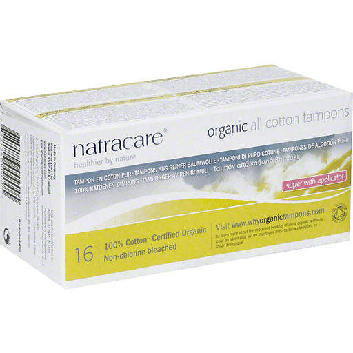 Natracare 16 Organic Super Cotton Tampons With Applicator