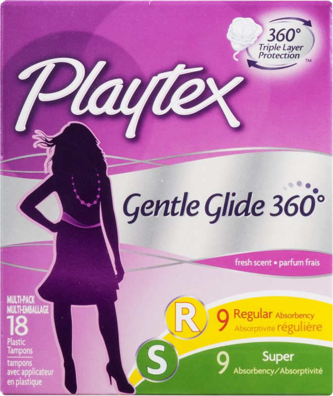 Playtex Gentle Glide 360deg Fresh Scent Regular/Super Absorbency Multi-Pack Tampons 18 Ct Box