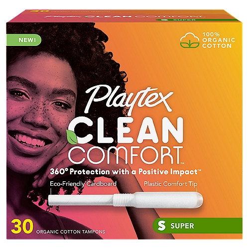 Playtex Clean Comfort Organic Tampons - Super - 30ct