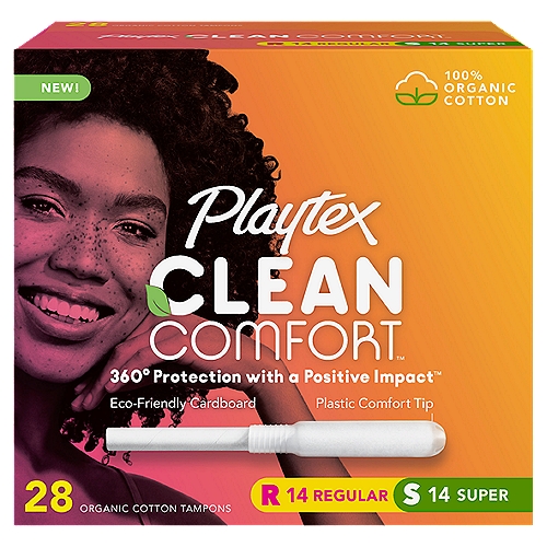 Playtex Clean Comfort Regular And Super Organic Cotton Tampons