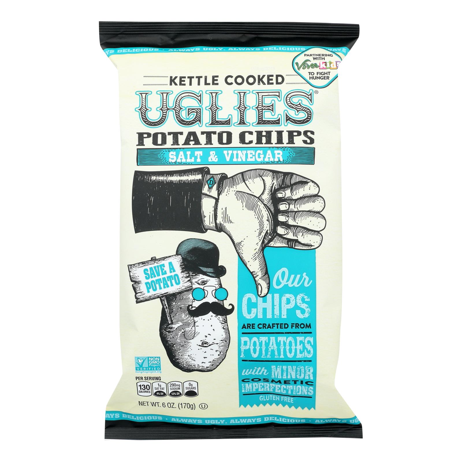 Uglies Potato Chips, Kettle Cooked, Salt & Vinegar 6 Oz