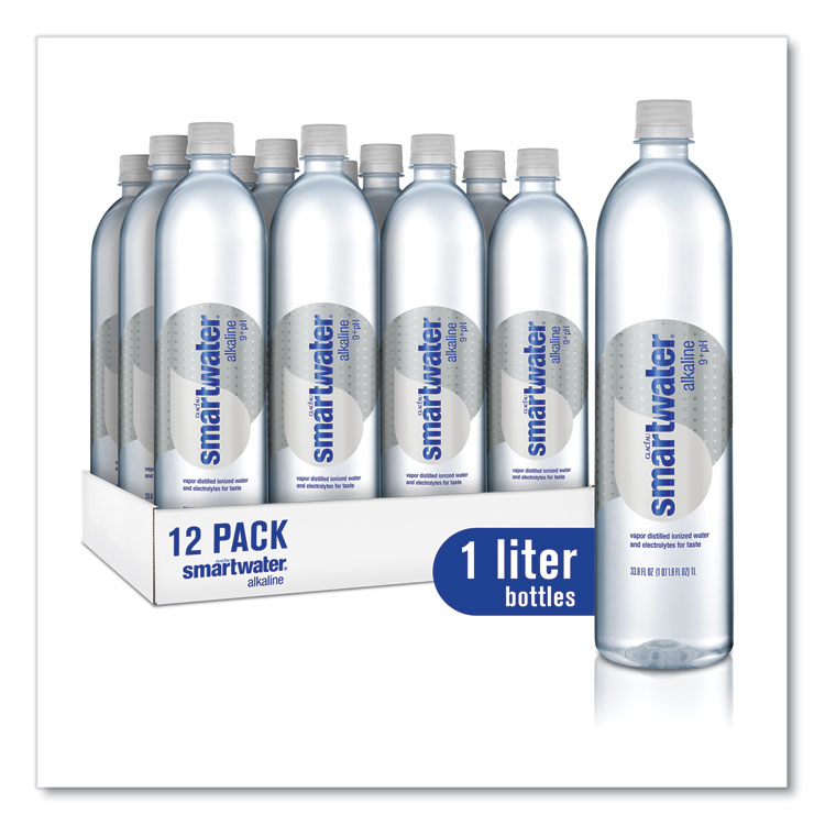 Smartwater Alkaline Water, Premium Vapor Distilled Enhanced Water Bottle, 33.8 Fl Oz