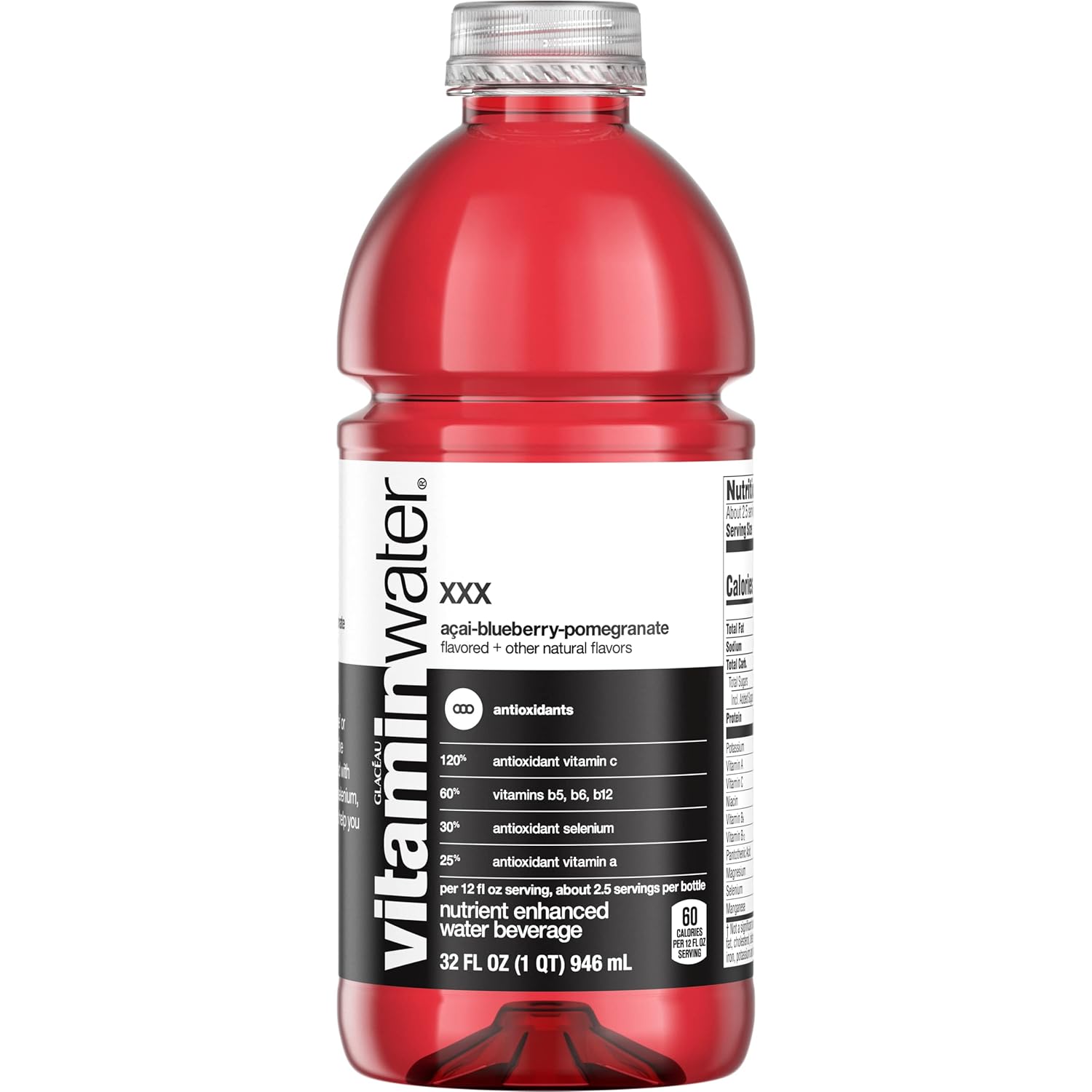 GLACEAU vitaminwater Xxx, Electrolyte Enhanced Water W/vitamins, Açai-blueberry-pomegranate Drink, 32 Fl Oz