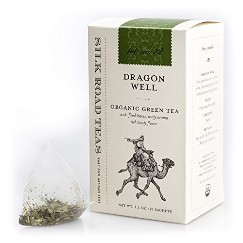 Silk Road Teas Organic Fair Trade Dragon Well Green Tea, 15 Bags