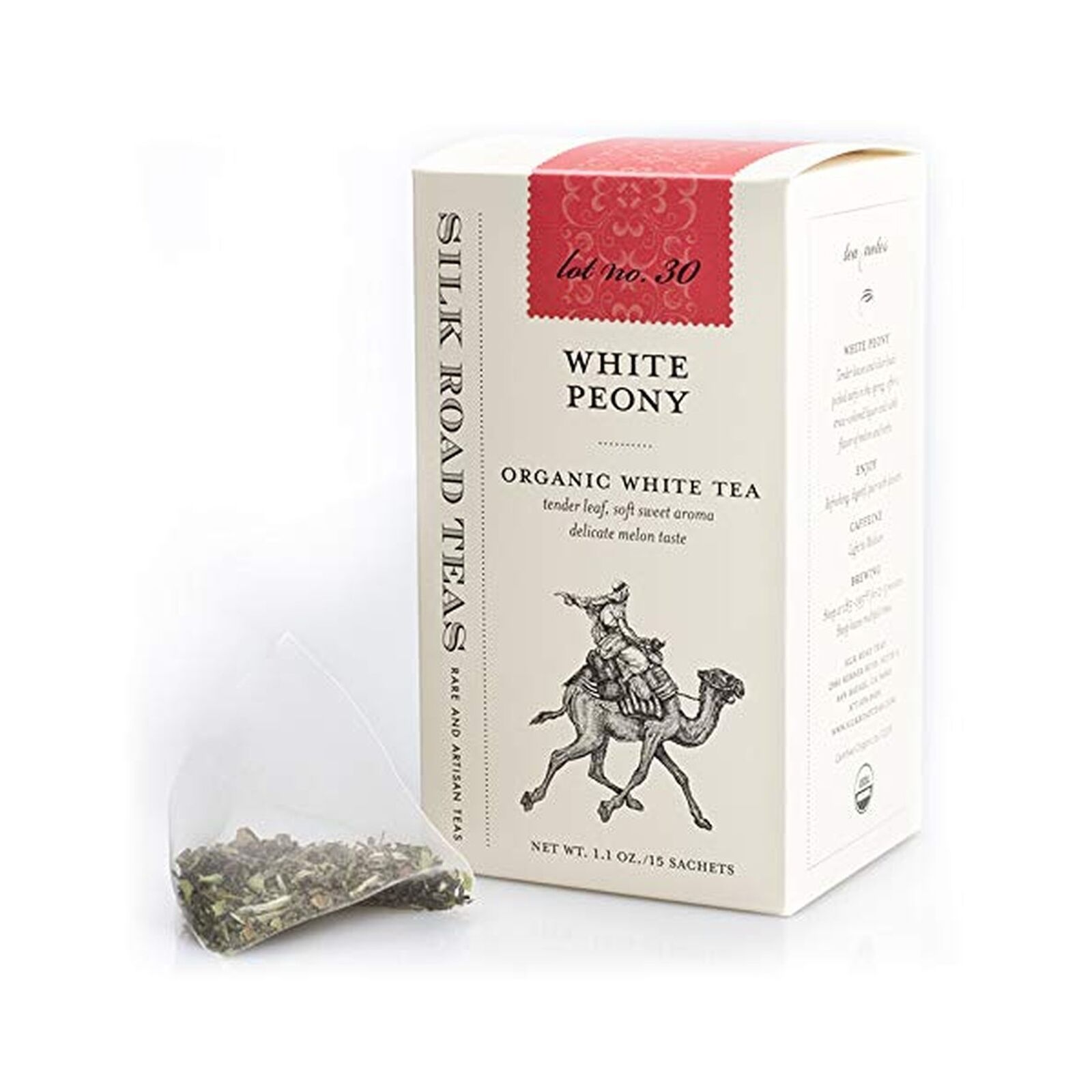 Silk Road White Peony Organic Fair Trade White Tea, 15 Bags