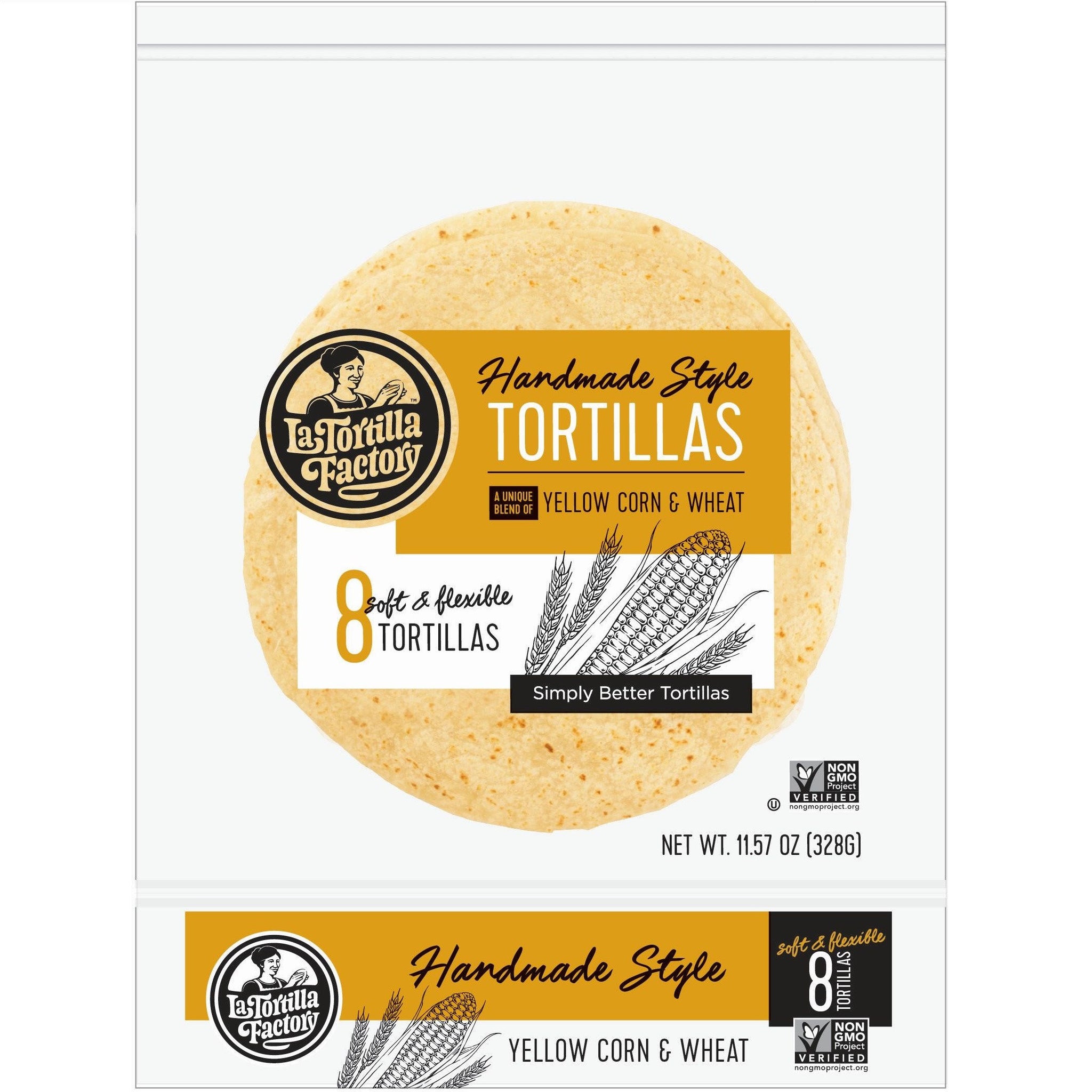La Tortilla Factory Hand Made Style Tortillas, Yellow Corn & Wheat, 8 Ct