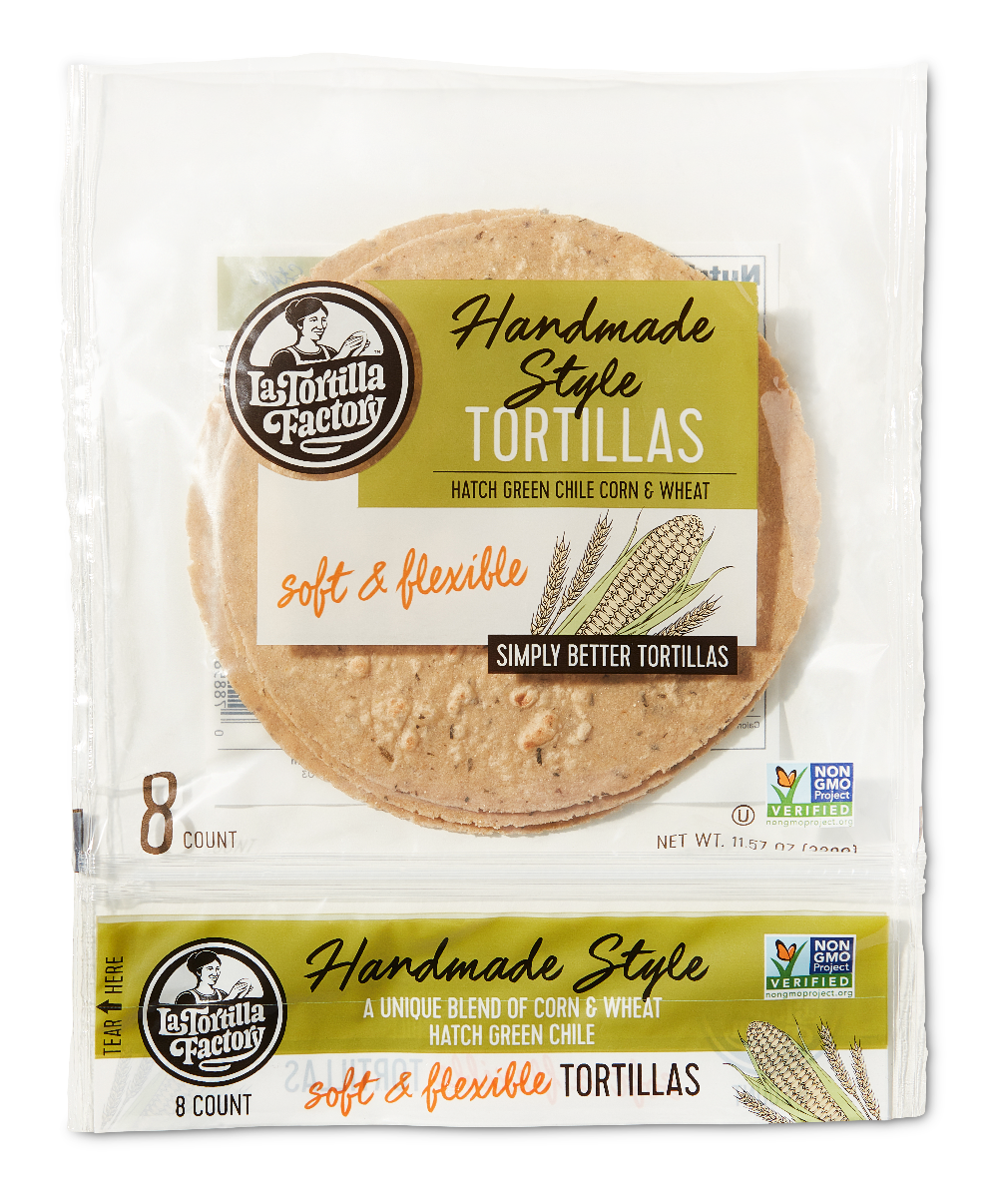 La Tortilla Factory Handmade Style Tortillas, Hatch Green Chile Corn & Wheat, 11.57 Oz