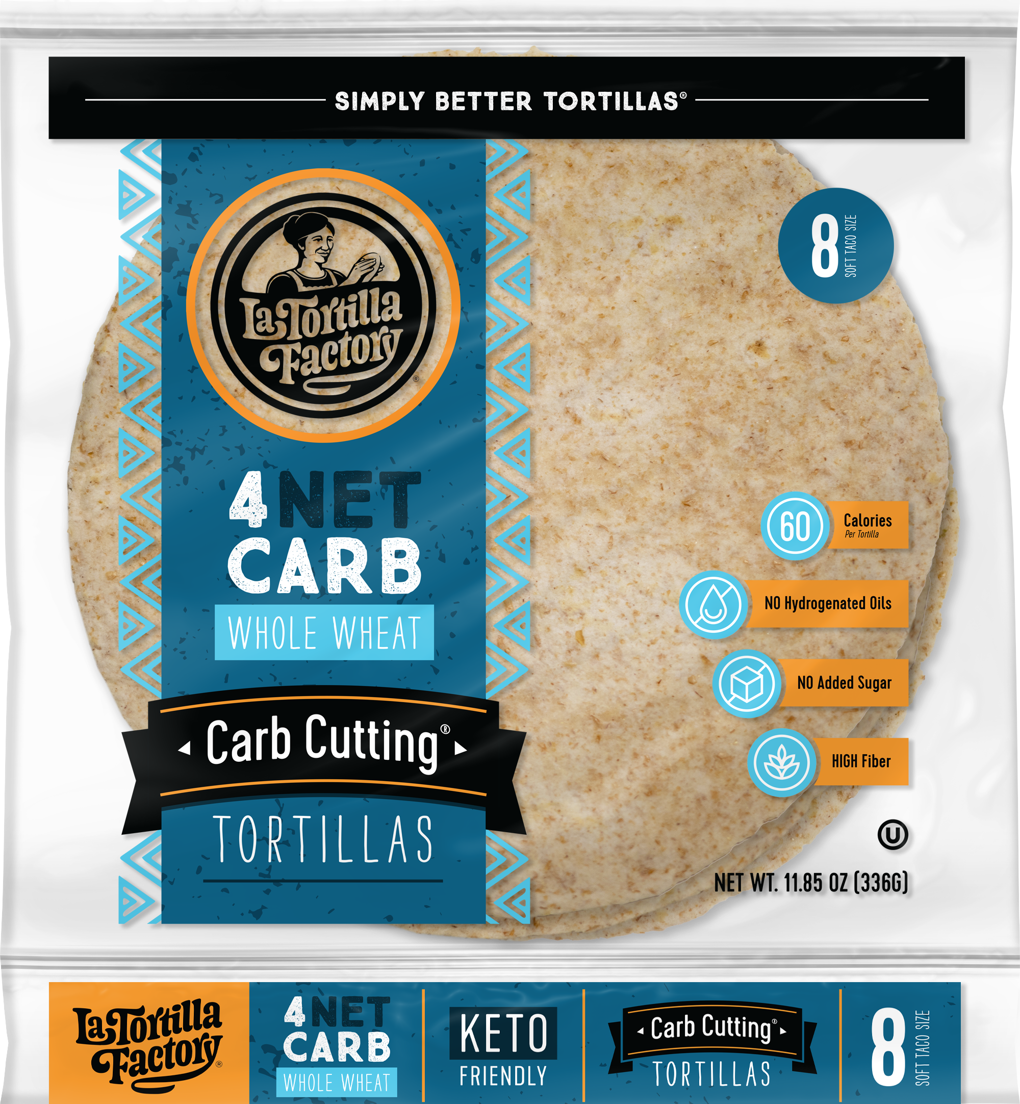 La Tortilla Factory Carb Cutting Whole Wheat Tortillas, 11.85 Oz