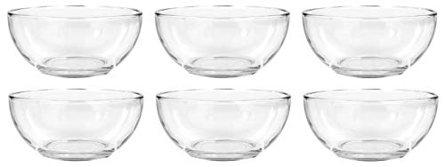 Conexion Store Clear Glass Bowls, 6 In. For Kitchen Prep, Dessert, Dips, Soups, Salads, Cereal, And Candy Dishes Or Nut Bowls